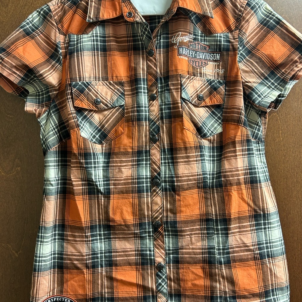 Harley-Davidson Orange Plaid Shirt